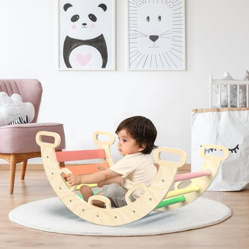 BlueWood Wooden Ladder Arch for Climbing, Rainbow Climbing Toys for Toddlers, Montessori Climbing Set, Waldorf Children Indoor Outdoor Gym Learning Playset, Playground for Kids Gift | Amazon (US)