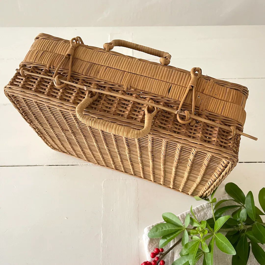 French Vintage Wicker Basket, Handbag, Picnic Basket | Etsy (US)