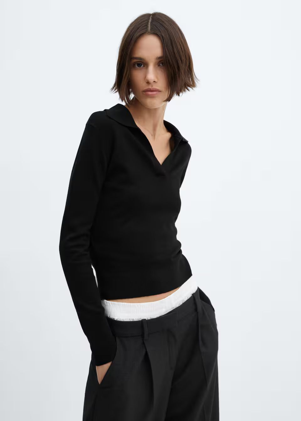 Knitted polo neck sweater | MANGO (US)
