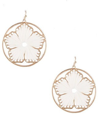 Southern Living White Raffia Wrapped Flower Round Orbital Drop Earrings | Dillard's | Dillard's