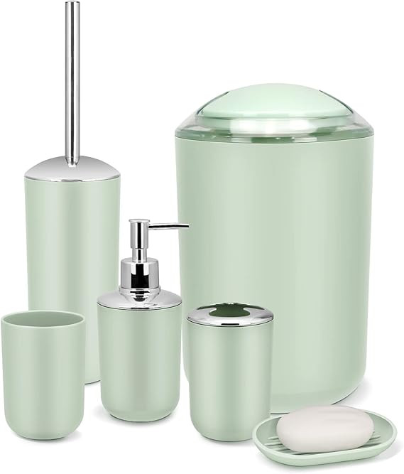 IMAVO Bathroom Accessory Set - 6 Piece Green Bathroom Accessories Set with Trash Can, Soap Dispen... | Amazon (US)