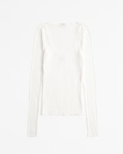 Women's Long-Sleeve Sheer Rib Slash Top | Women's Party Collection | Abercrombie.com | Abercrombie & Fitch (US)
