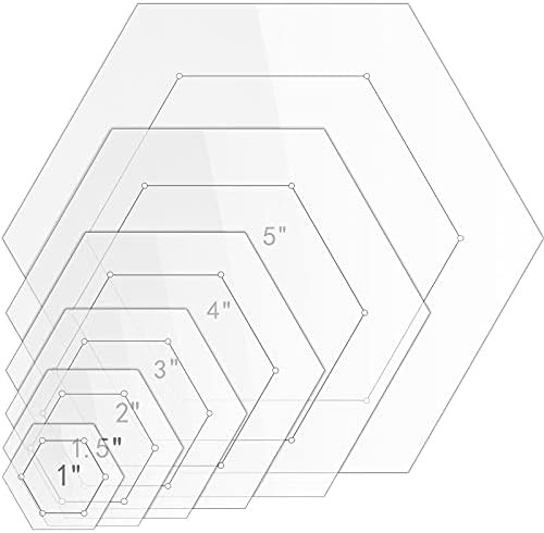 6 Pieces Hexagon Quilting Templates 1 Inch, 1.5 Inch, 2 Inch, 3 Inch, 4 Inch, 5 Inch with 1/4 Inc... | Amazon (US)