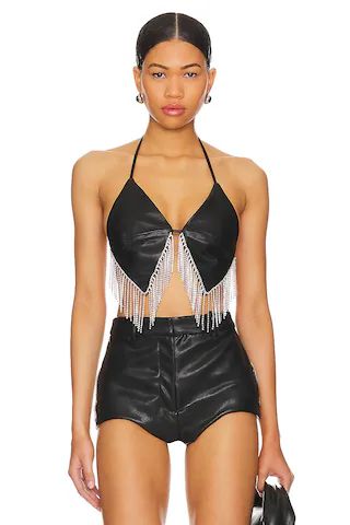 NBD Danica Faux Leather Bra Top in Black from Revolve.com | Revolve Clothing (Global)