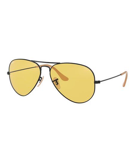 Black & Yellow Gradient Aviator Sunglasses - Unisex | Zulily