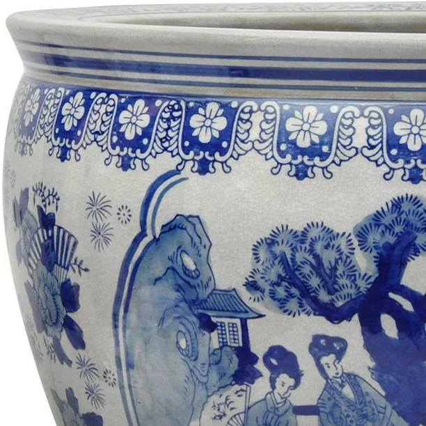 Oriental Furniture 12" Ladies Blue & White Fishbowl - Walmart.com | Walmart (US)