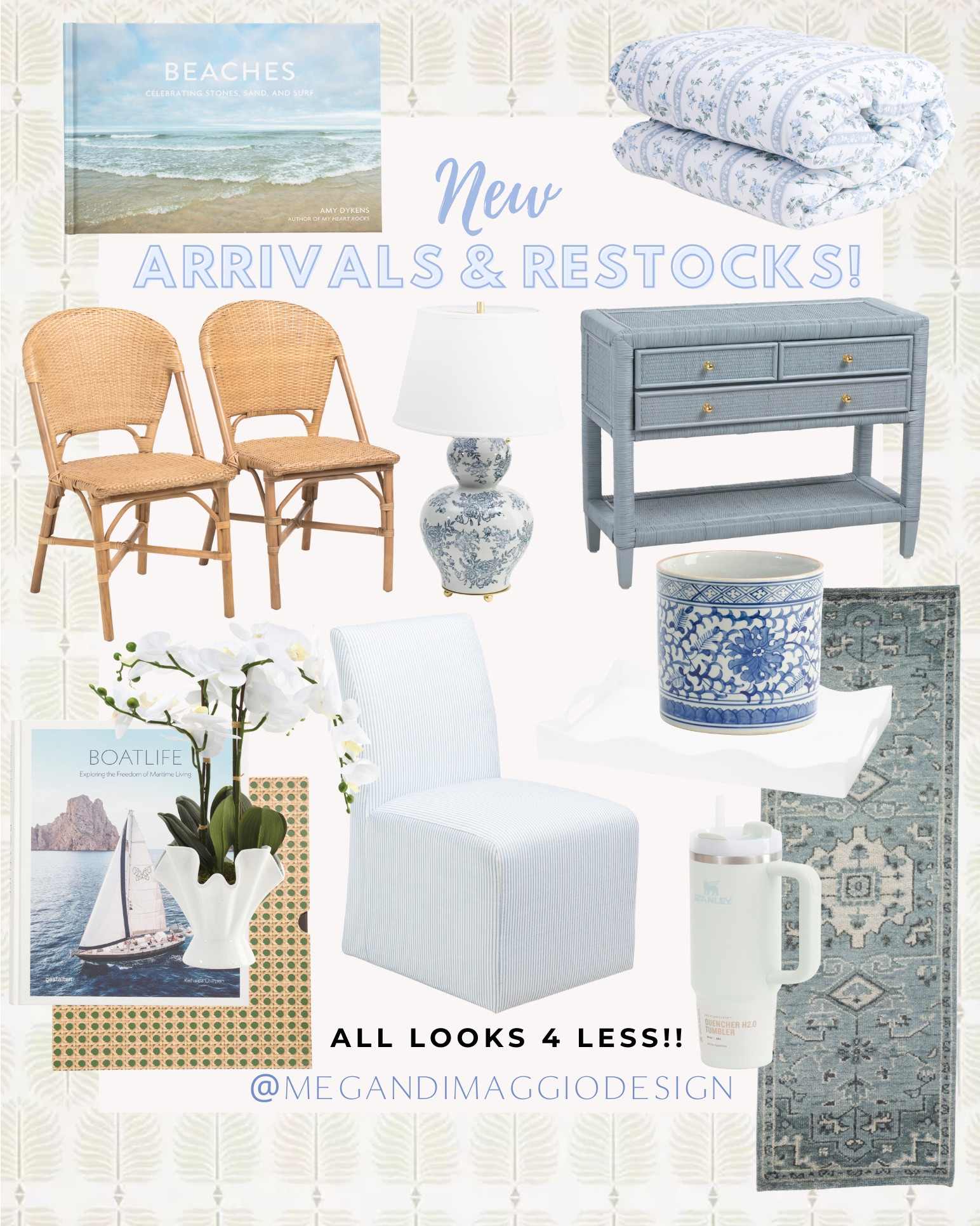 New new new!! Affordable coastal home finds from TJMaxx & Marshalls!!! LOVE this new blue wicker CONSOLE table!! Also linked the matching side table/nightstand (I ordered for our beach house!)

And these new Serena & Lily Sunwashed riviera DUPE dining chairs are an Amazon price for the set!! 🤯🙌🏻 Also love this new Serena & Lily inspired wool runner 😍 that’s already low stock!! Plus this blue & white striped dining chair is so lovely!! Even more linked!! 🤍

#LTKHome #LTKSaleAlert #LTKFindsUnder100