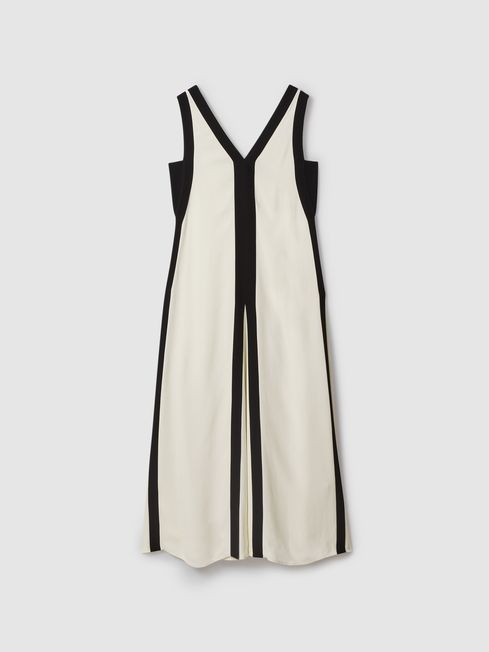 Reiss Black/Cream Rae Colourblock Maxi Dress | Reiss US