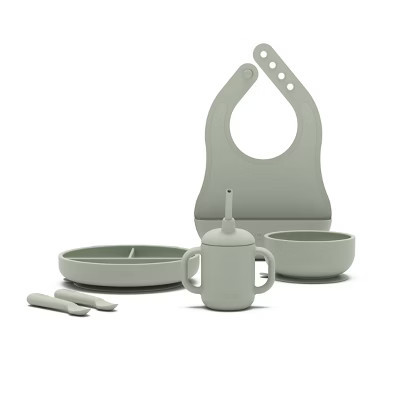 Lalo 6pc Silicone First Bites Full Kit Feeding Set - Sage | Target