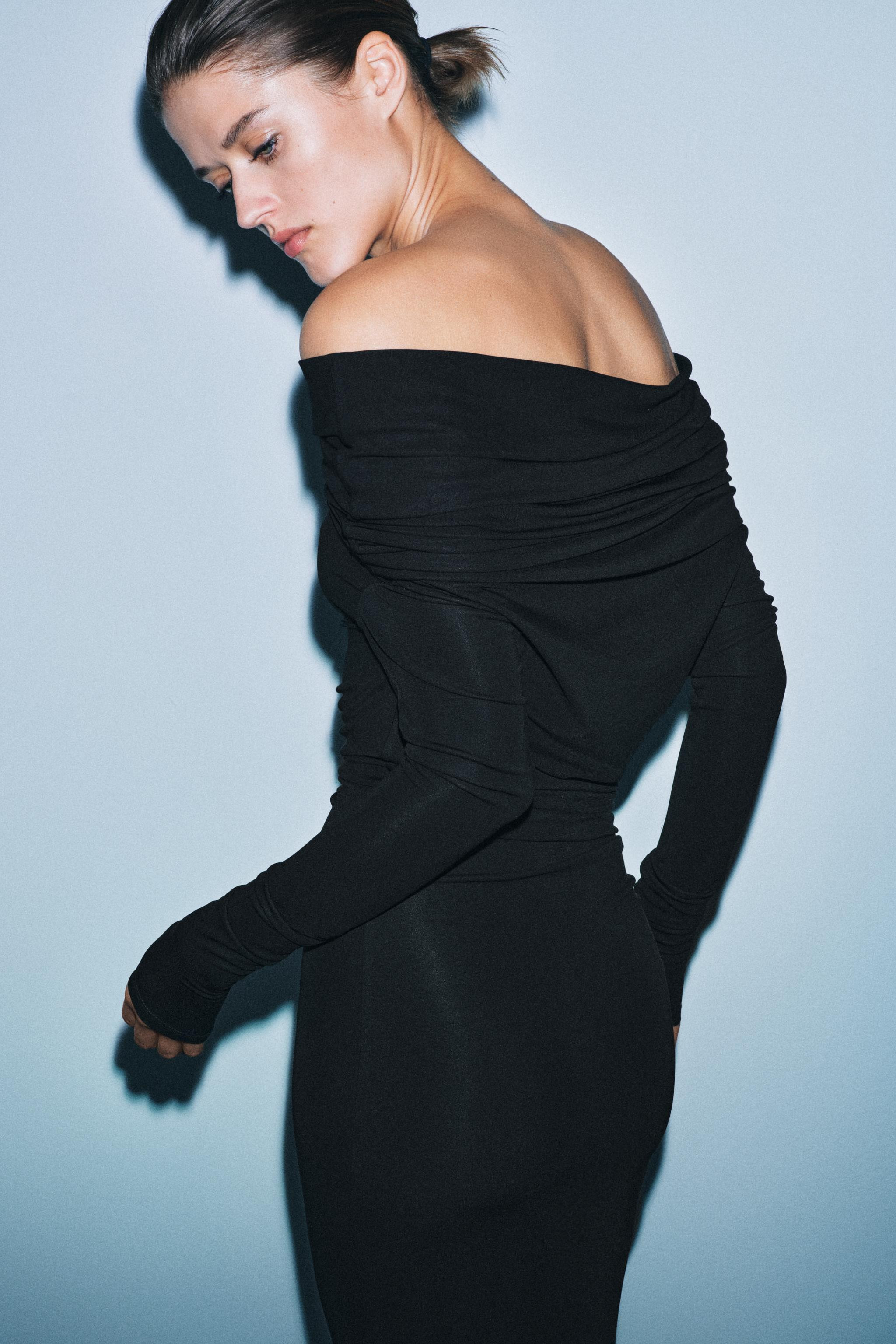 MULTIPOSITION COLLAR VISCOSE BLEND DRESS | Zara US