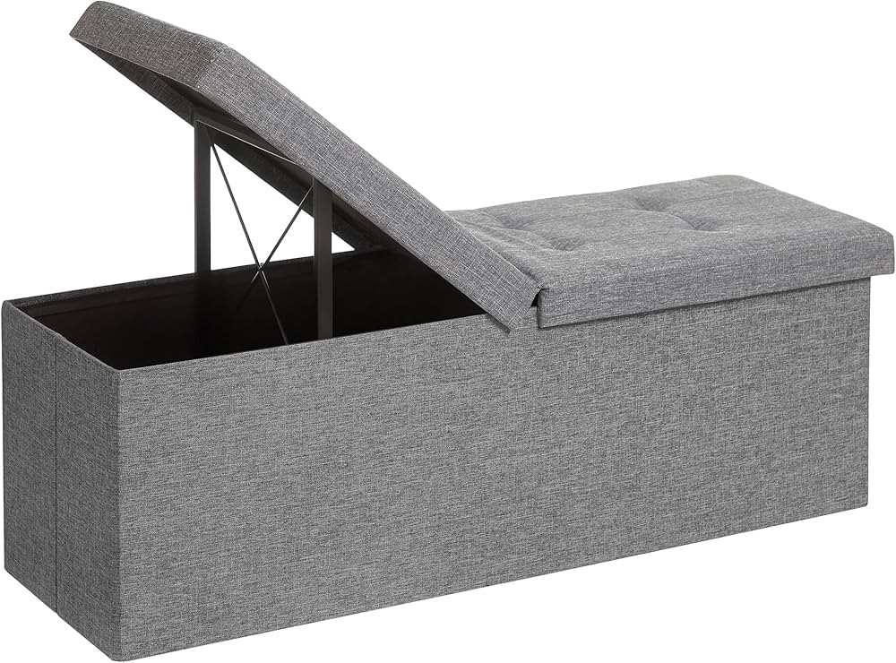 SONGMICS Storage Ottoman, Foldable Storage Bench, 15 x 43 x 15 Inches, Flipping Lid, 660 lb Load ... | Amazon (US)