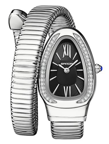 Gosasa Stylish Women's Snake Shape Bangle Watch Unique Design Snake Coil Elegant Dress Diamond Br... | Amazon (US)