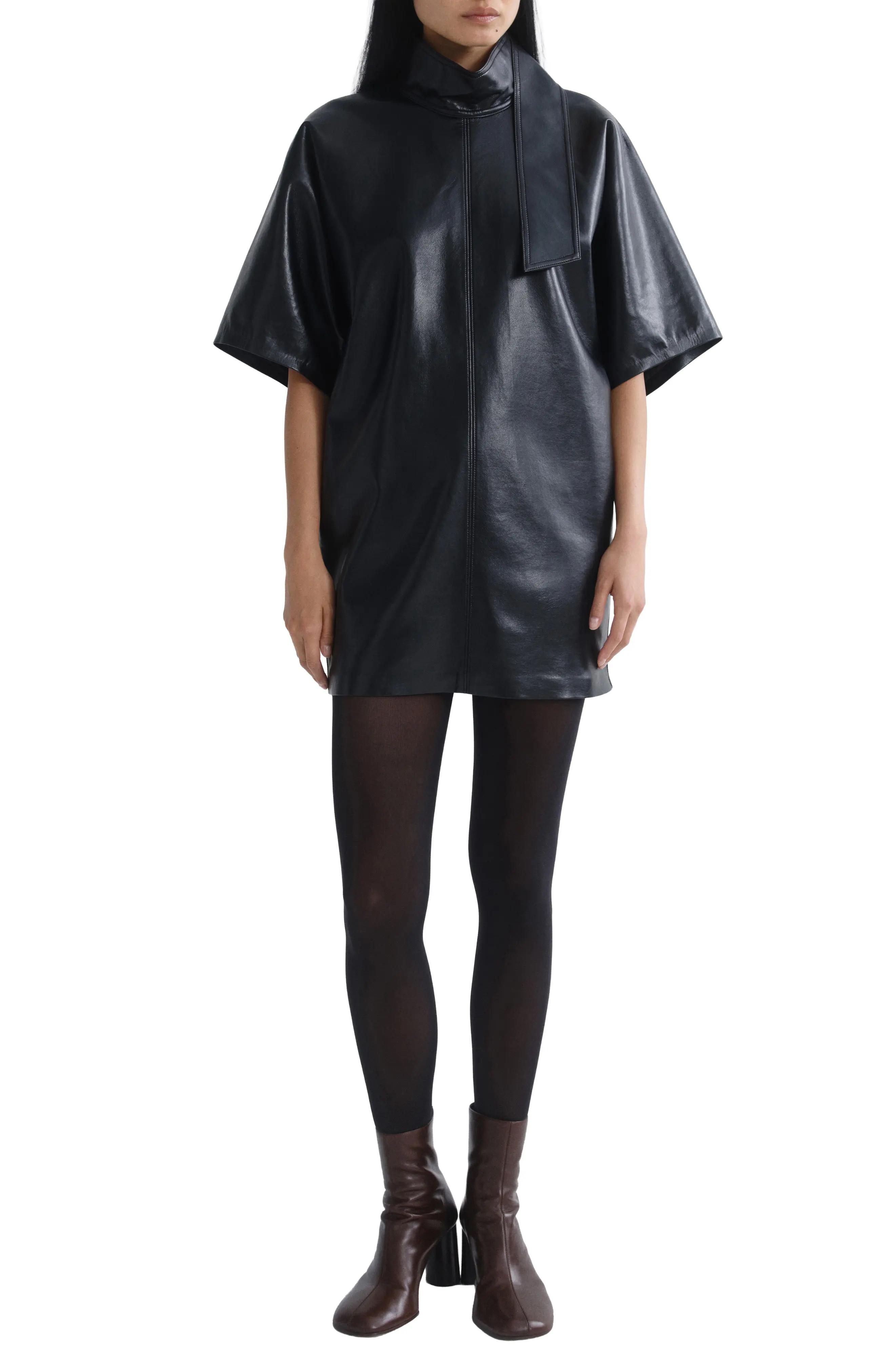 AGOLDE Kembra Recycled Leather Blend Shift Minidress (Women) | Nordstrom | Nordstrom