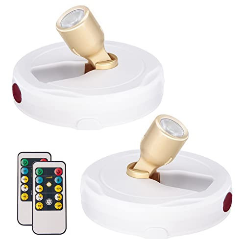 HAMVIDNE LED Spotlight, Battery Powered Picture Lights, Uplighting Indoor, Puck Lights with Remote, Stick Spot Light for Wall Display Picture Dartboard Painting Artwork Accent-2pcs | Amazon (US)