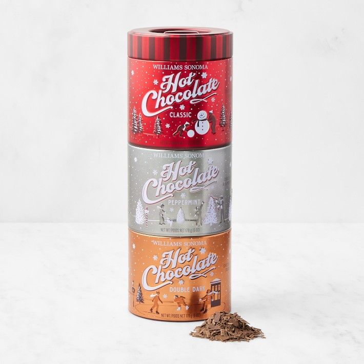 Williams Sonoma Classic, Peppermint, & Double Dark Hot Chocolate Sampler Tin | Williams-Sonoma