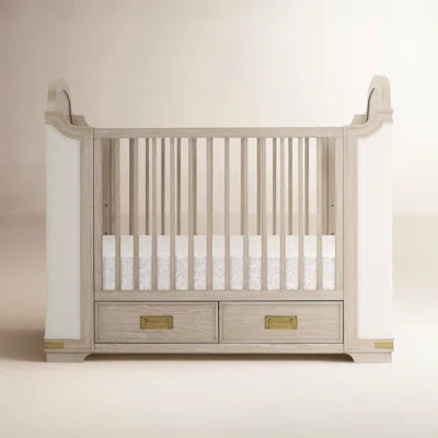 Paris 4-In-1 Convertible Crib With Underdrawer, Whitewash Ash With Lace | Wayfair North America