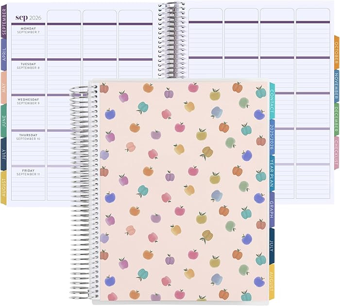8.5x11 Coiled Teacher Lesson Planner (January 2026 - December 2026) - Apple Dapple classic cover,... | Amazon (US)