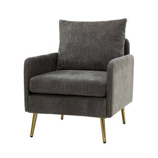 Tatahance Gray Arm Chair with Metal Legs | The Home Depot