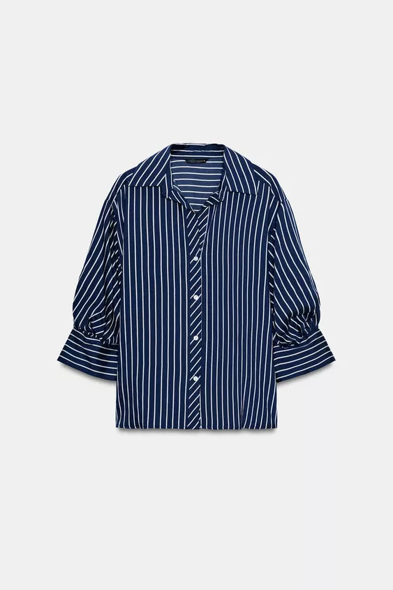 STRIPED PUFF SLEEVE SHIRT | Zara UK