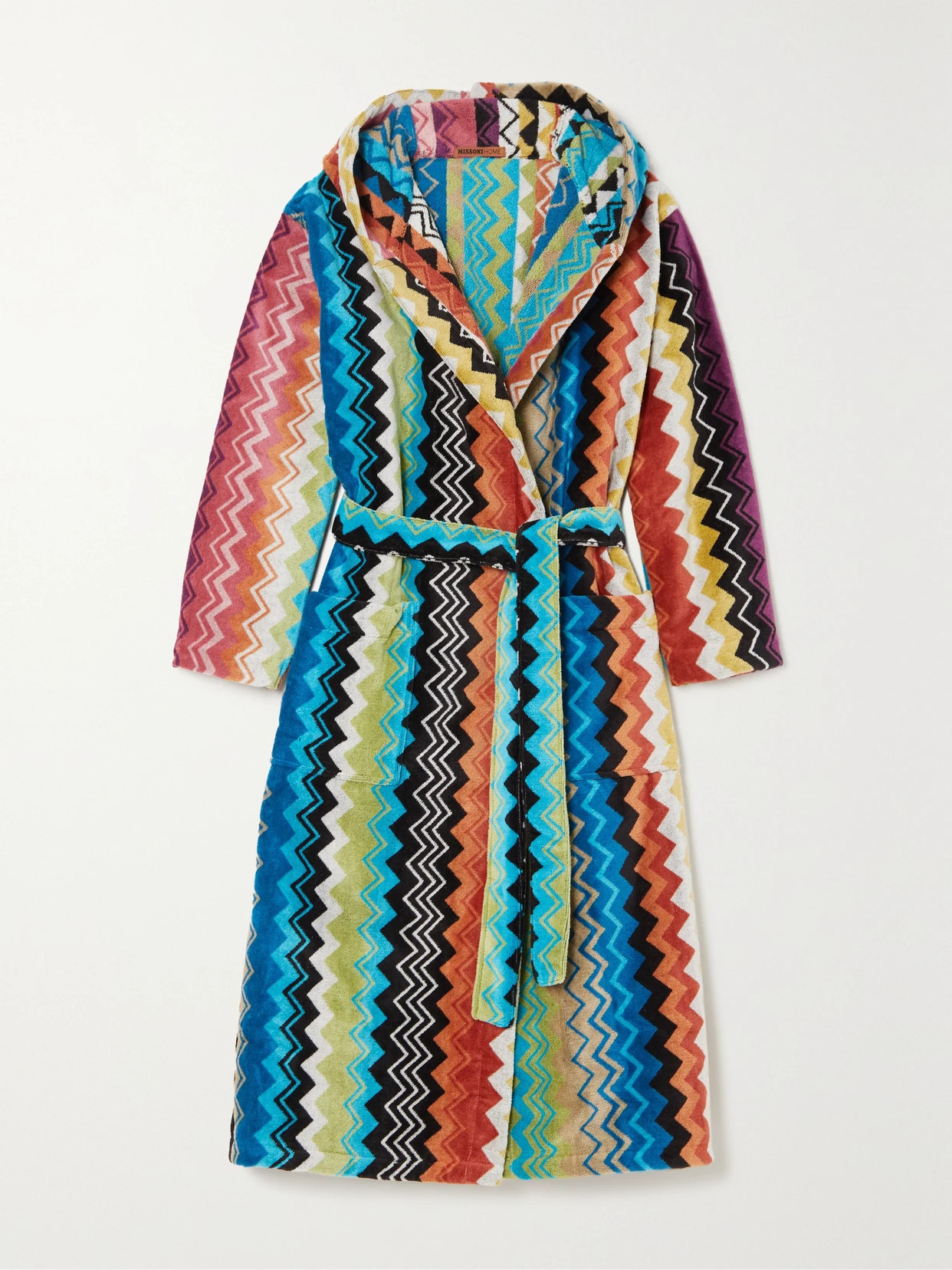 Missoni - Giacomo Striped Hooded Belted Cotton-terry Robe - Pink | NET-A-PORTER (US)