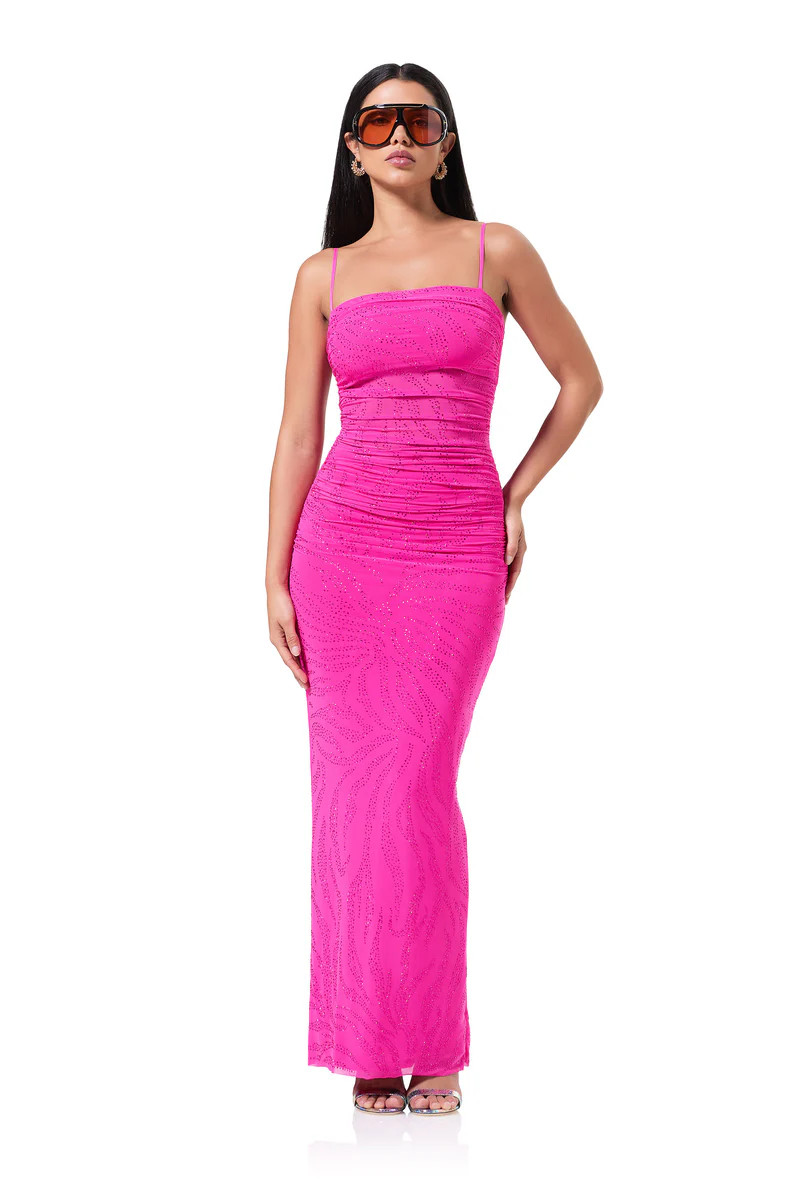 Jennan Zebra Rhinestone Dress - Glow Pink | ShopAFRM