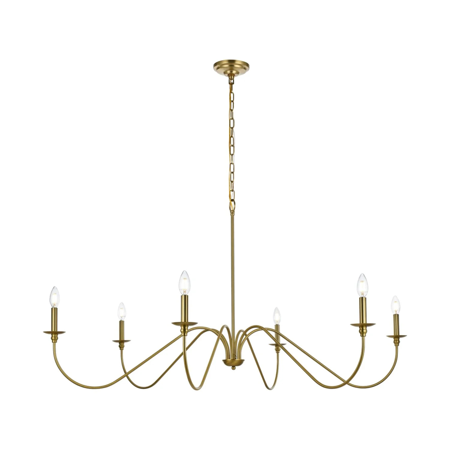 Living District Rohan 54" 6-Light Transitional Metal Chandelier in Satin Gold | Walmart (US)