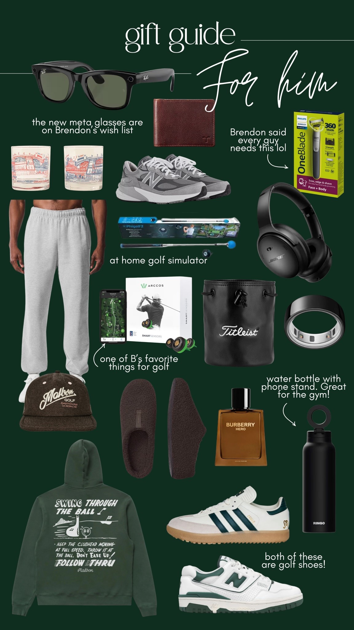 Gift guide for him!

#giftguide #gifting #christmas #forhim #holiday #giftidea #mens

#LTKHoliday #LTKMens #LTKGiftGuide