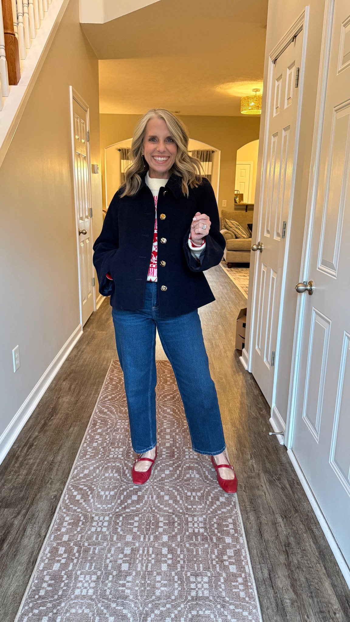 If this look doesn’t say Christmas time, I don’t know what does. Spanx 90’s straight leg jeans and a cute Avara sweeter, with the JCFactory swing coat. 

#LTKOver40 #LTKHoliday