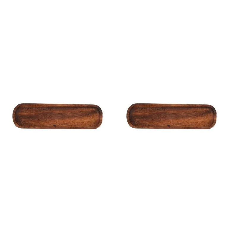HJQEQVD 2 Pack Small Dough Bowls 12 x 3.2 Inch Wood Tray Hand Carved Narrow Decorative Bowl Canoe... | Walmart (US)