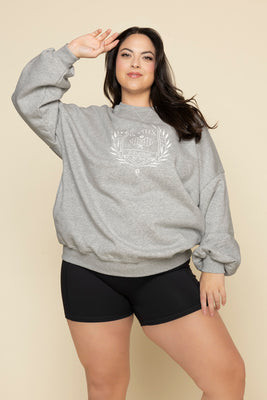 POPFLEX® Active Club Cloud Crewneck Sweater - Heather Grey | POPFLEX