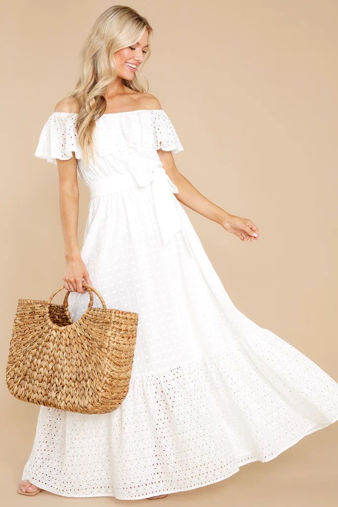 Sweep You Away White Maxi Dress | Red Dress 