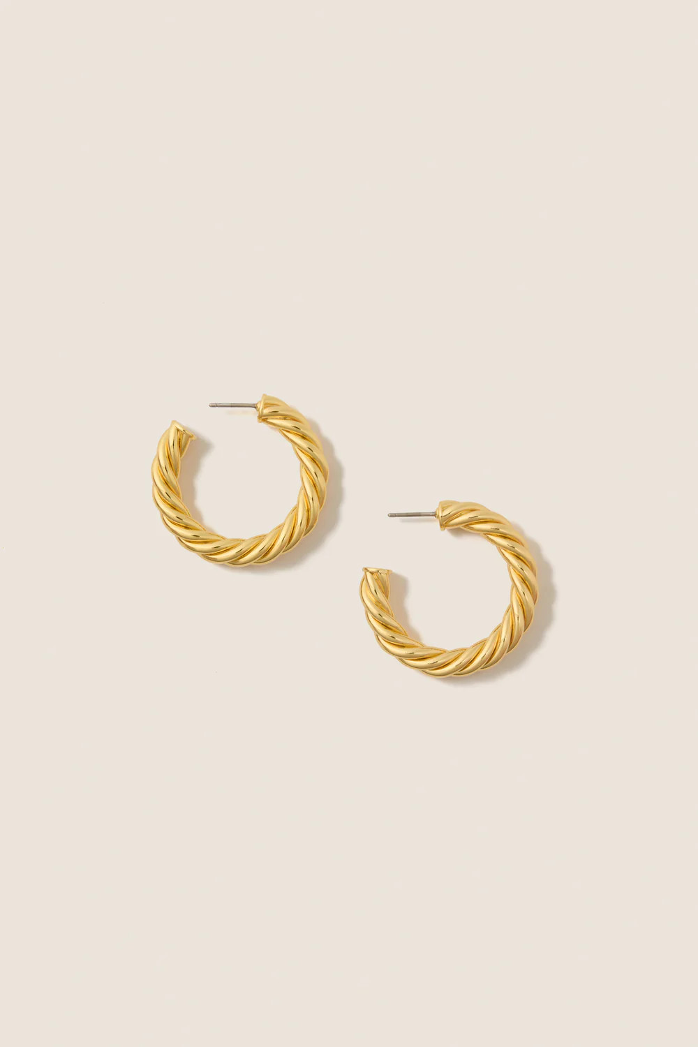 Gold French Twist Large Hoop Earrings | Tuckernuck (US)