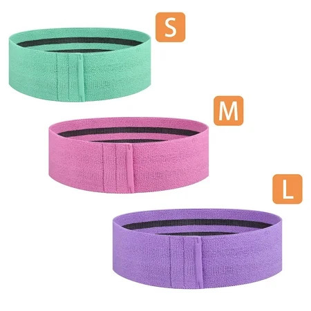 Set of 3 Booty Resistance Workout Bands for Legs and Butt - Elastic Fabric Non Slip Hip Bands - Resi | Walmart (US)