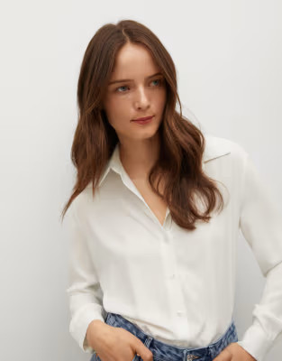 Mango button front shirt in white | ASOS (Global)