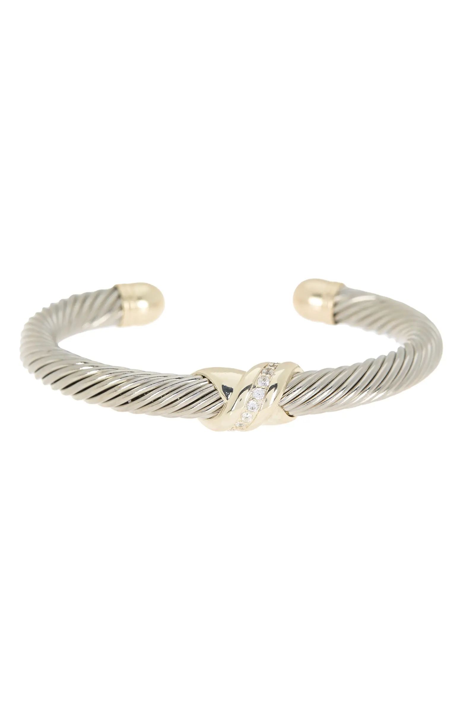 MESHMERISE Pave CZ Twisted Cable Cuff Bracelet | Nordstromrack | Nordstrom Rack