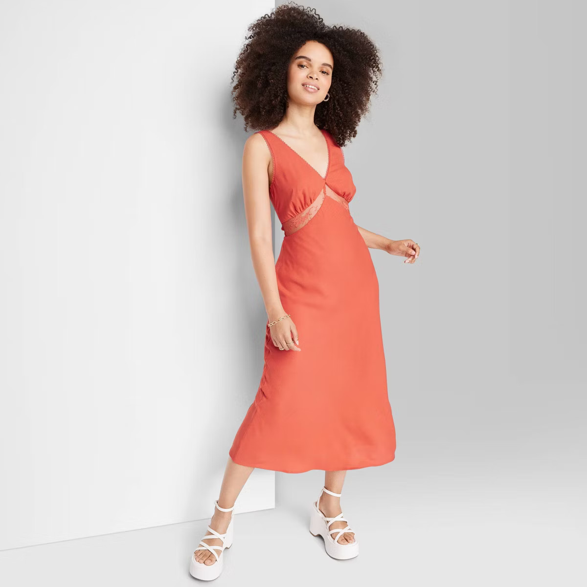 Women's Lace Detail Slip Midi Dress - Wild Fable™ | Target