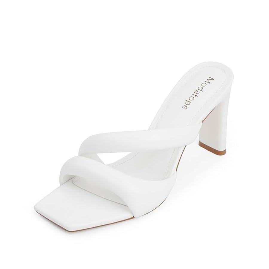 Modatope Heeled Mules for Women Square Toe Heels Chunky Block Heeled Sandals Dress Shoes | Amazon (US)