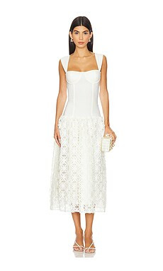 WeWoreWhat Corset Lace Skirt Midi Dress in Ivory from Revolve.com | Revolve Clothing (Global)