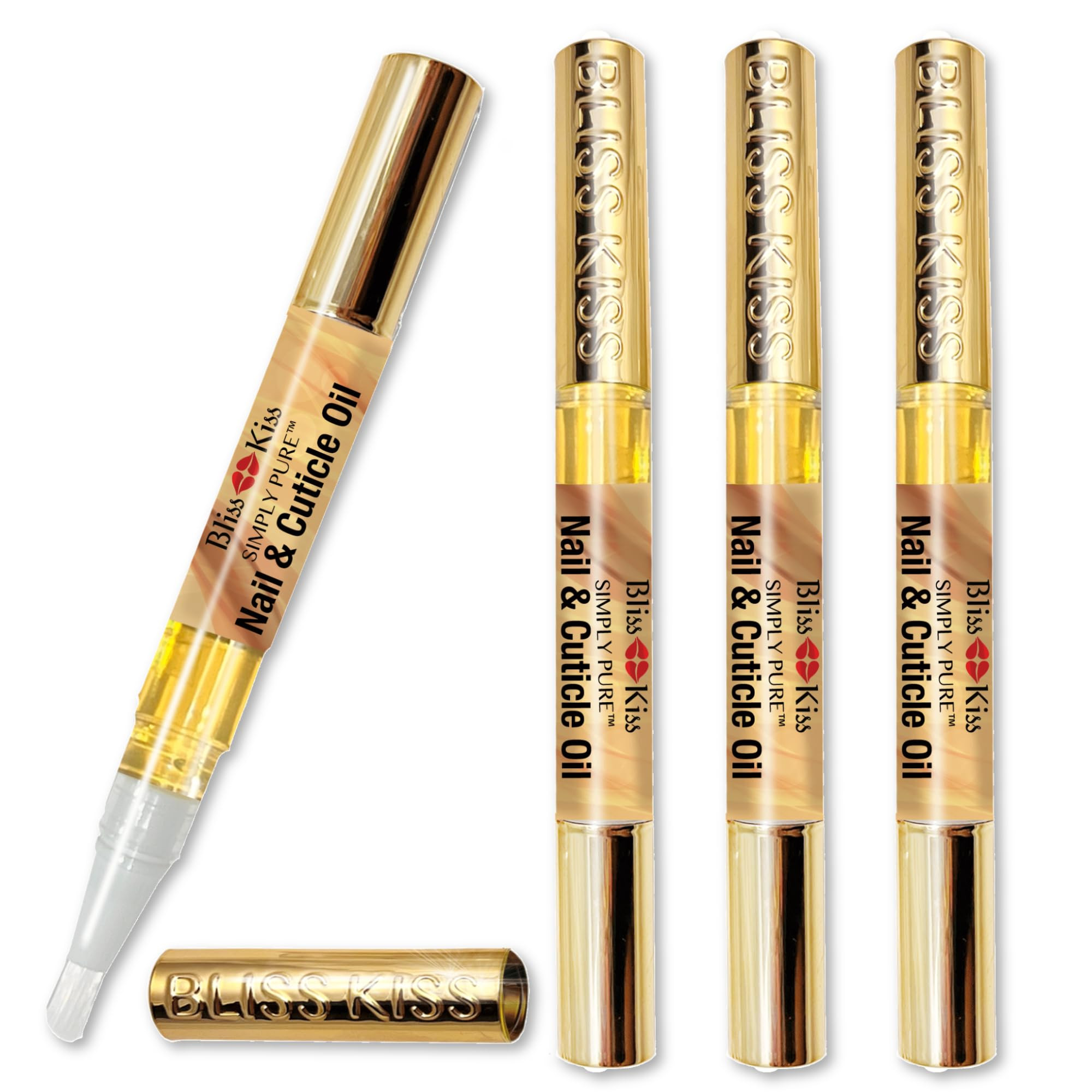Bliss Kiss | 4 Vanilla Fragrance Nail Oil Cuticle Pens w/Vitamin E & Jojoba⏤Nail Strengthener N... | Amazon (US)