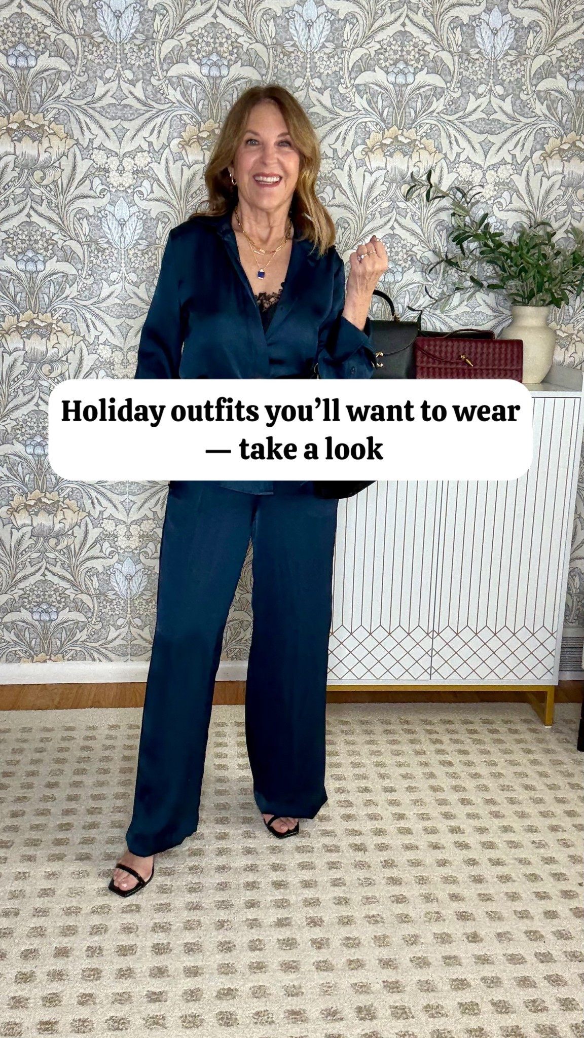 Don't know what to wear this holiday? Here are a few looks that will take you from casual to formal events. 

Holiday pajamas
Pant set to wear now & later 
Jeans you’ll wear often
Skirt & sweater that's versatile 
Sequin dress that fits well and looks 🔥