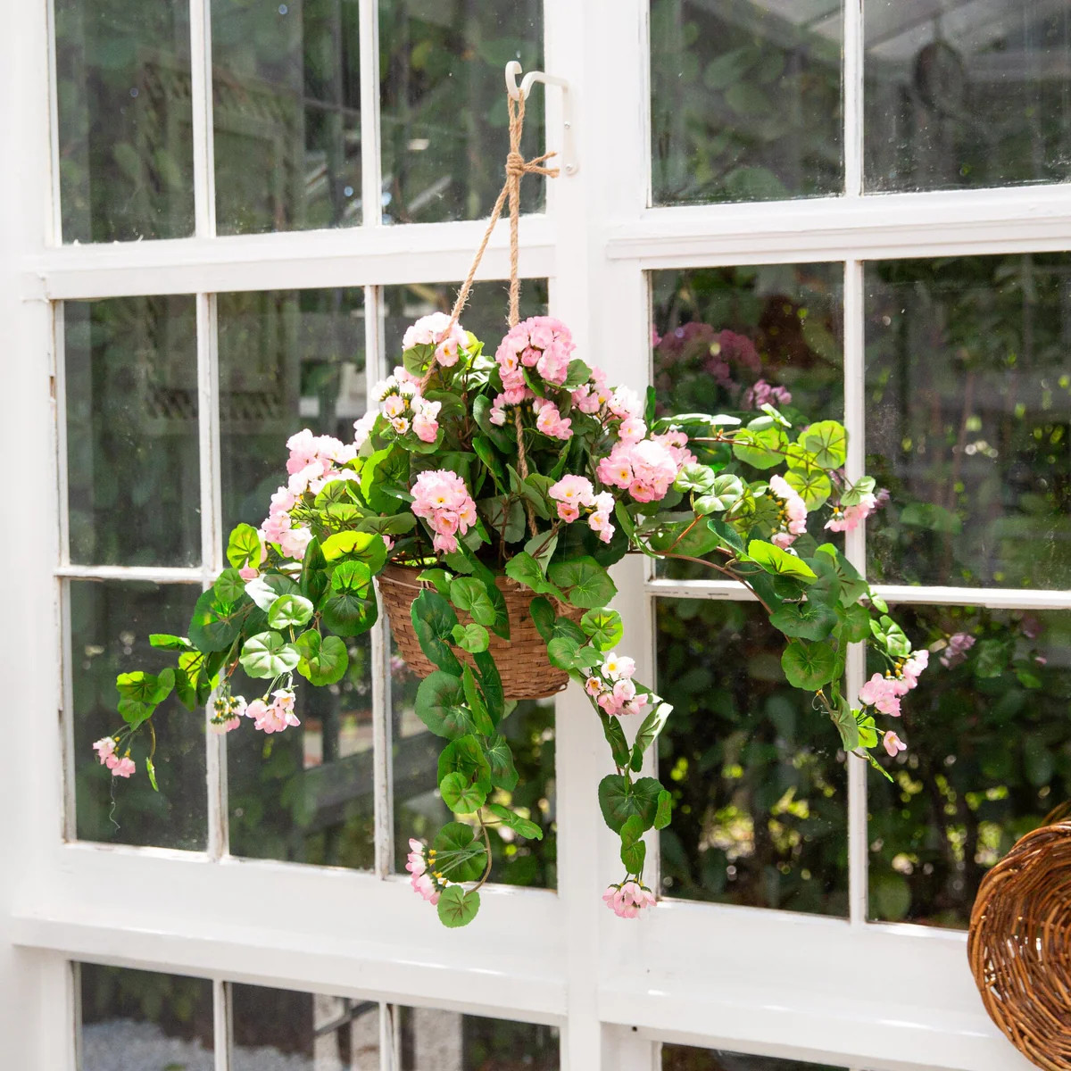 Geranium Hanging Basket Silk Plant | Plow & Hearth