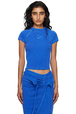 Ottolinger - Blue Deconstructed Rib T-shirt | SSENSE