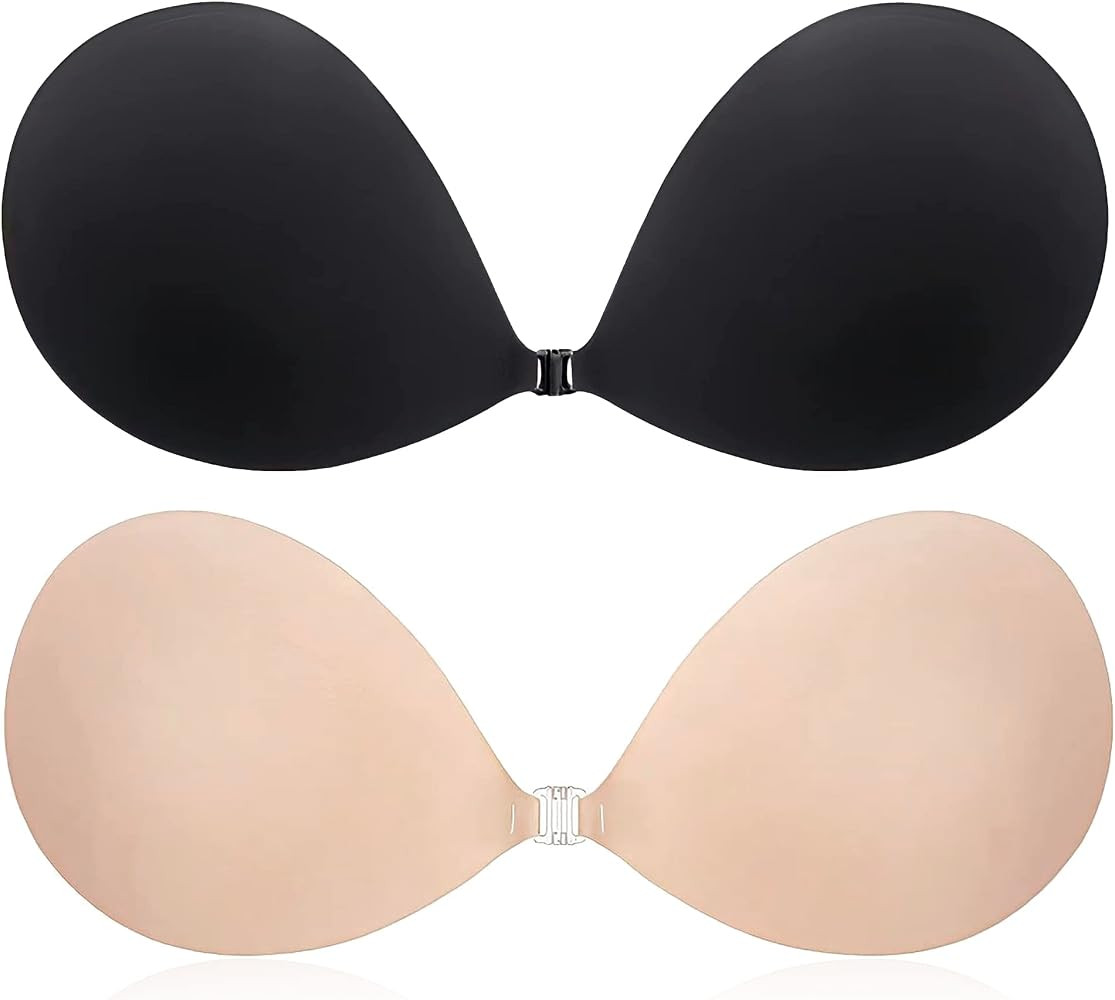 Push Up Sticky Bra for Women, 2 Pack Reusable Backless Strapless Invisible Adhesive Bra for Eveni... | Amazon (UK)