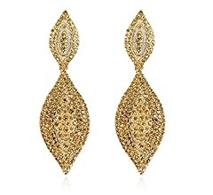 Canboer Elegant Rhinestone Crystal Wedding Bridal Long Dangle Drop Earrings Crystal Leaf Chandlie... | Amazon (US)