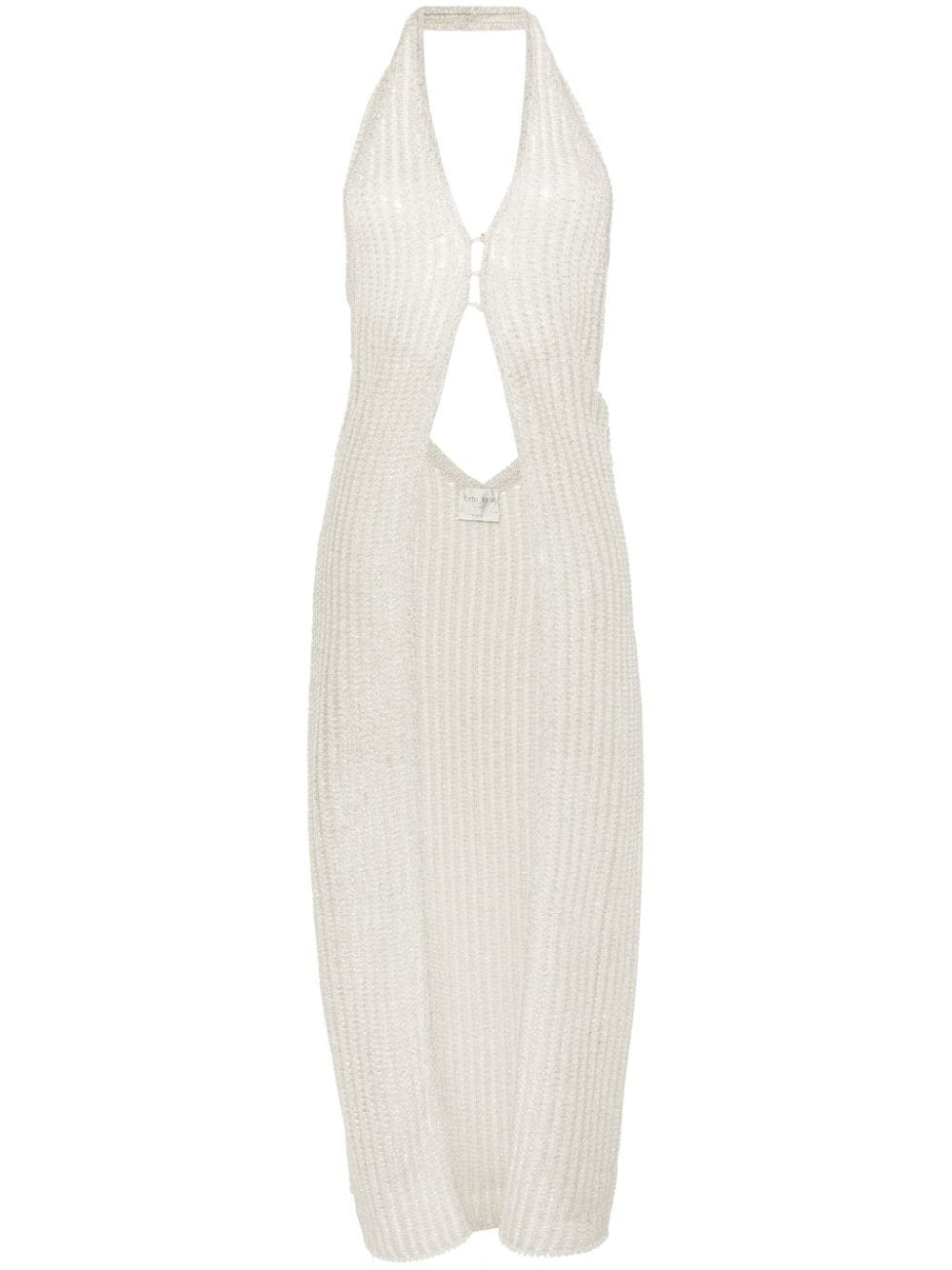 Forte Forte halterneck pointelle-knit maxi top - Neutrals | Farfetch Global