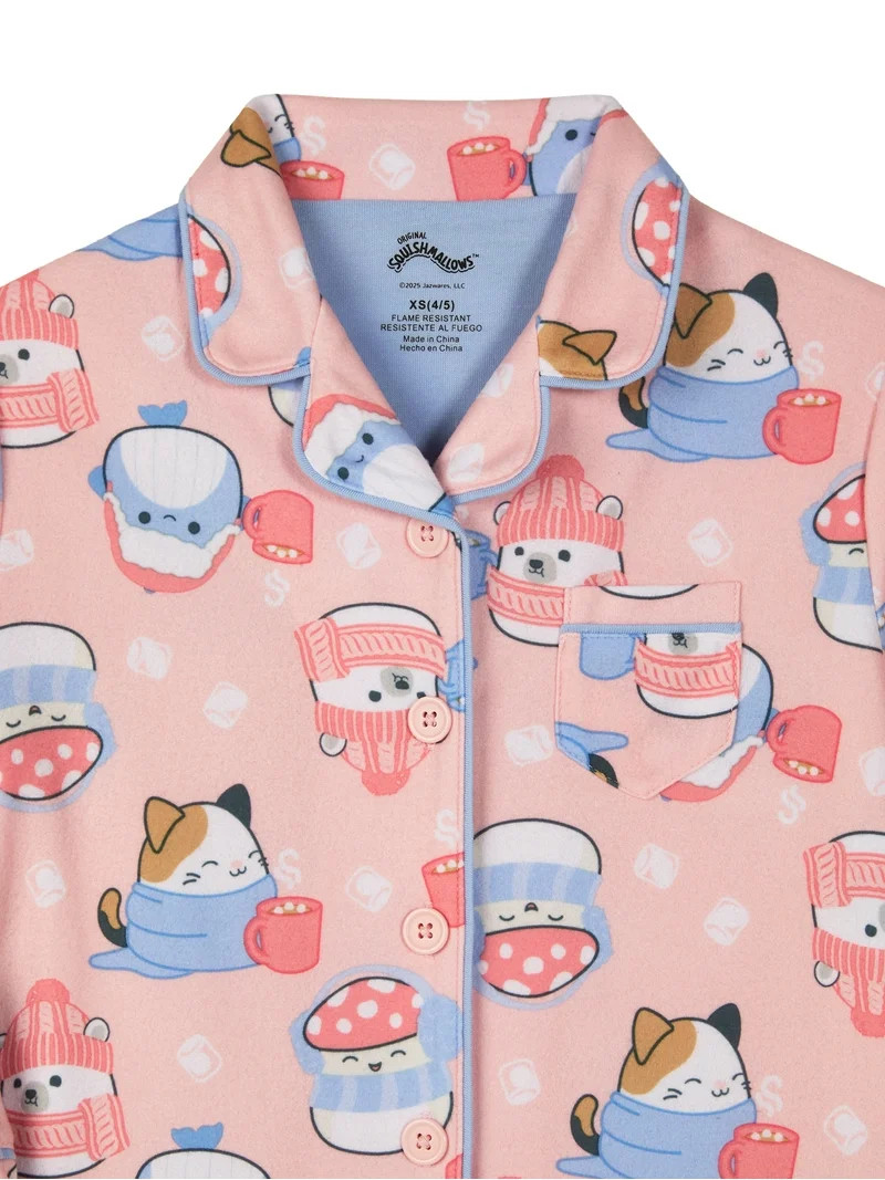 Squishmallows Girls Notch Collar Top and Sleep Pants Pajama Set, 2-Piece, Sizes 4-16 | Walmart (US)