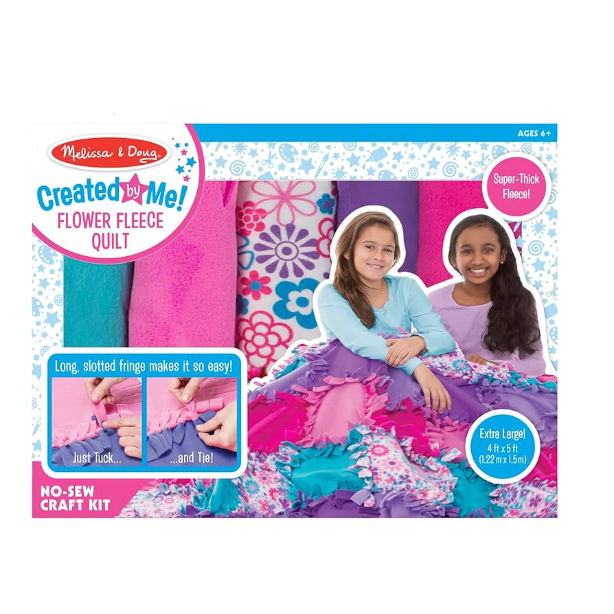 Melissa & Doug Created by Me! Flower Fleece Quilt No-Sew Craft Kit (48 squares, 4 feet x 5 feet) | Amazon (US)