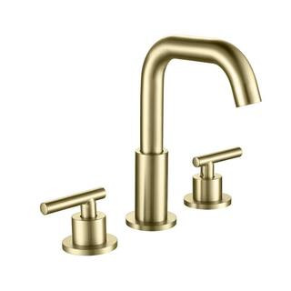 Satico 2 Handles Vanity Widespread Bathroom Faucet in Brushed Gold | The Home Depot