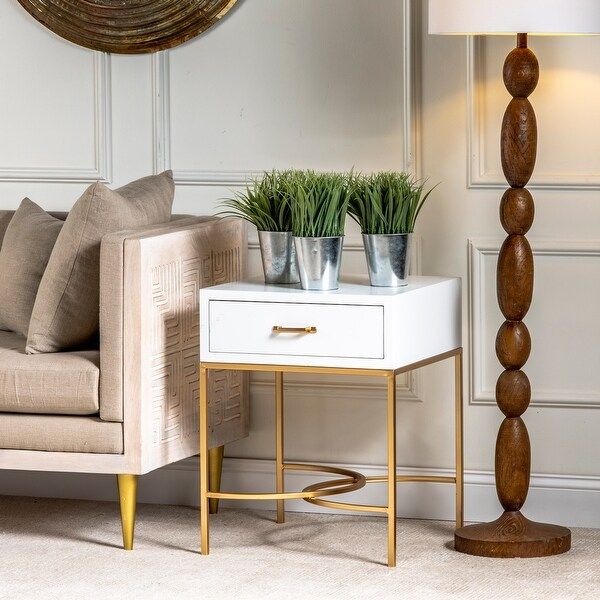 Sophia White & Gold Accent Table | Bed Bath & Beyond