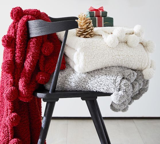 Cozy Pom Pom Sherpa Throws | Pottery Barn (US)